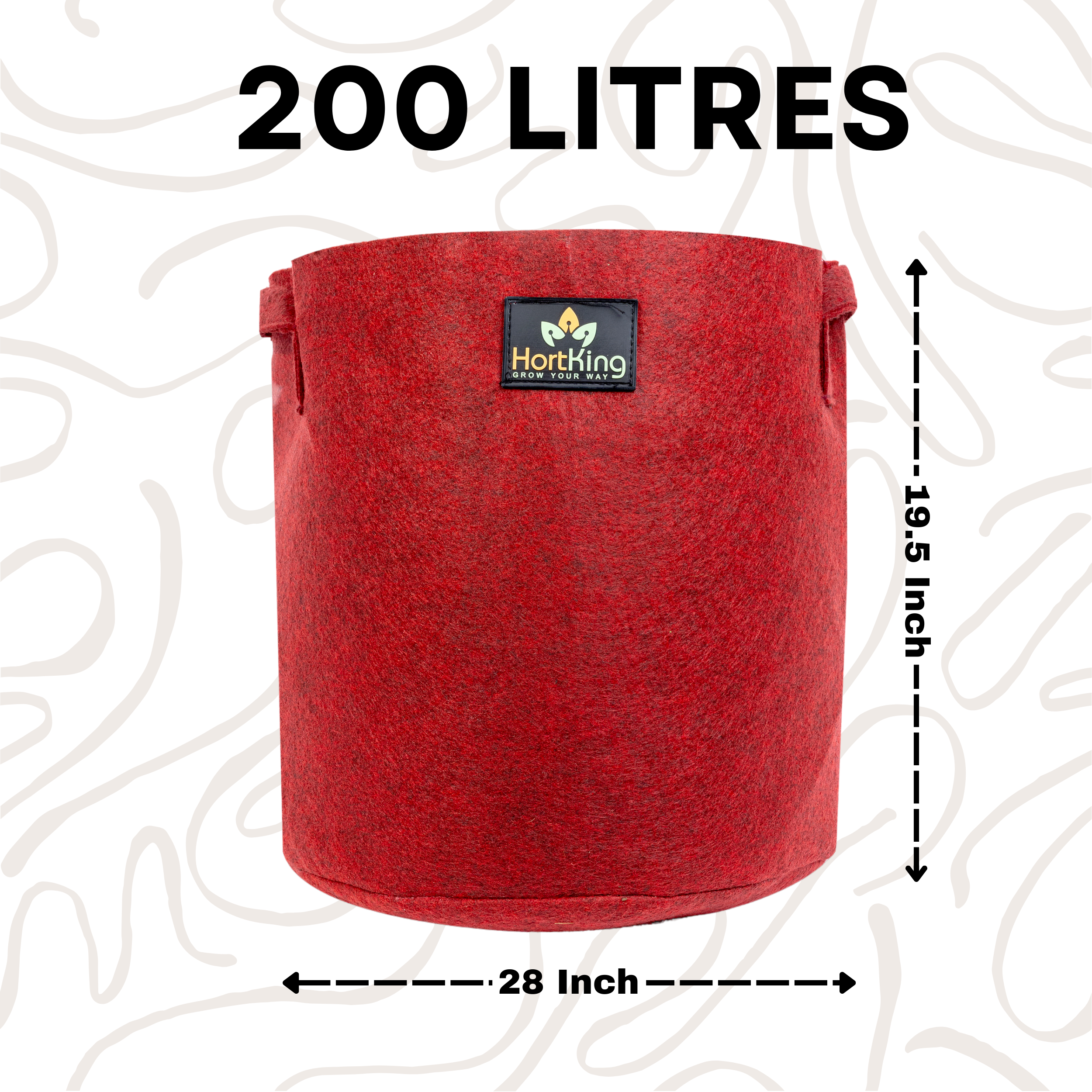 28x19.5 Inch | 200 Litres Geo Fabric Grow Bag