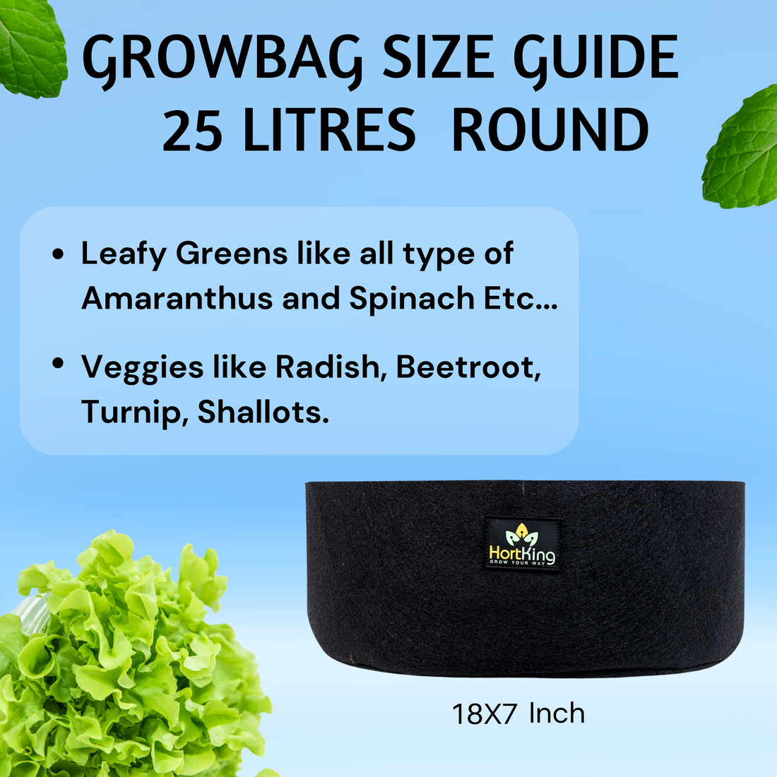 25 Litres Round | 18x7 Inch Geo Fabric Grow Bag