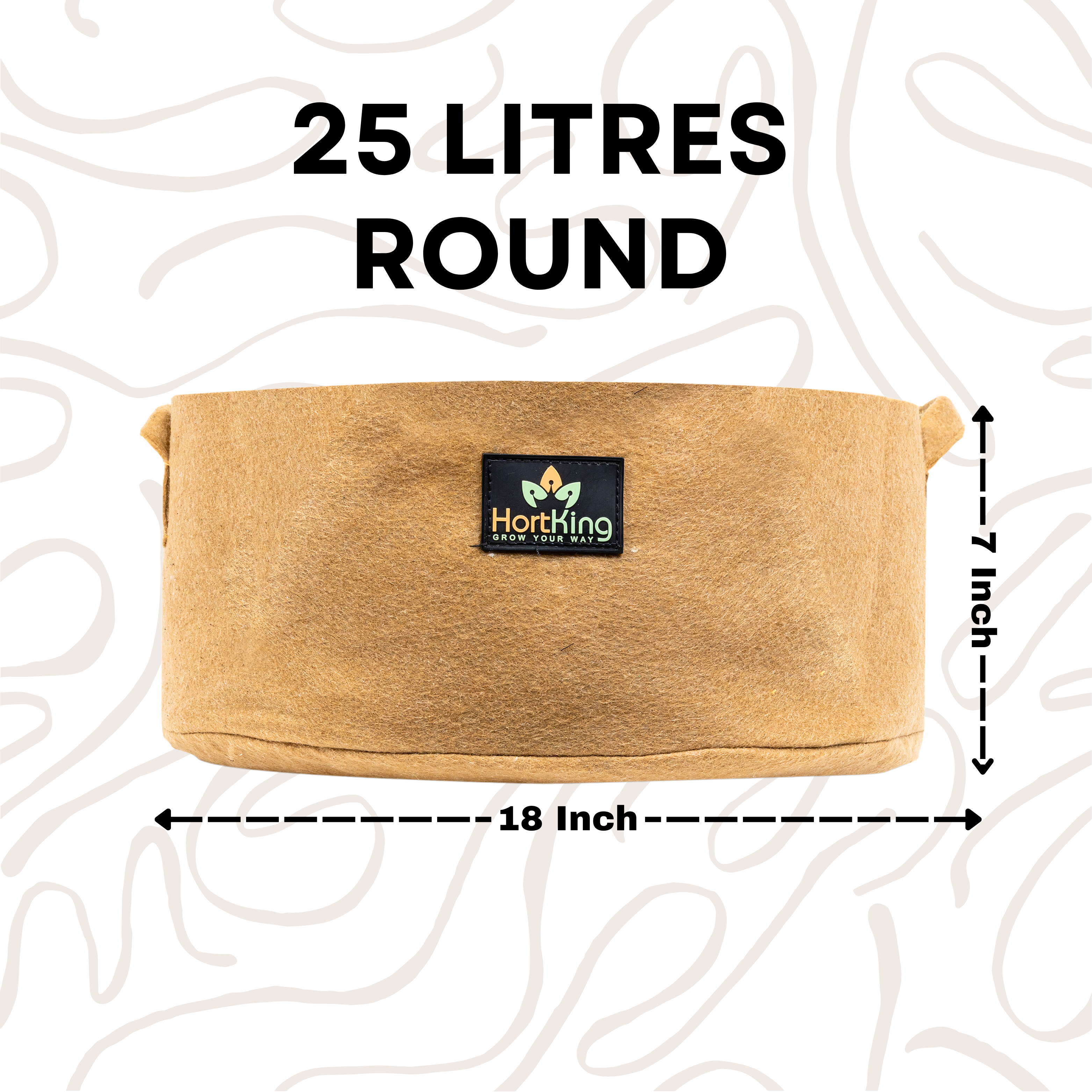 25 Litres Round | 18x7 Inch Geo Fabric Grow Bag