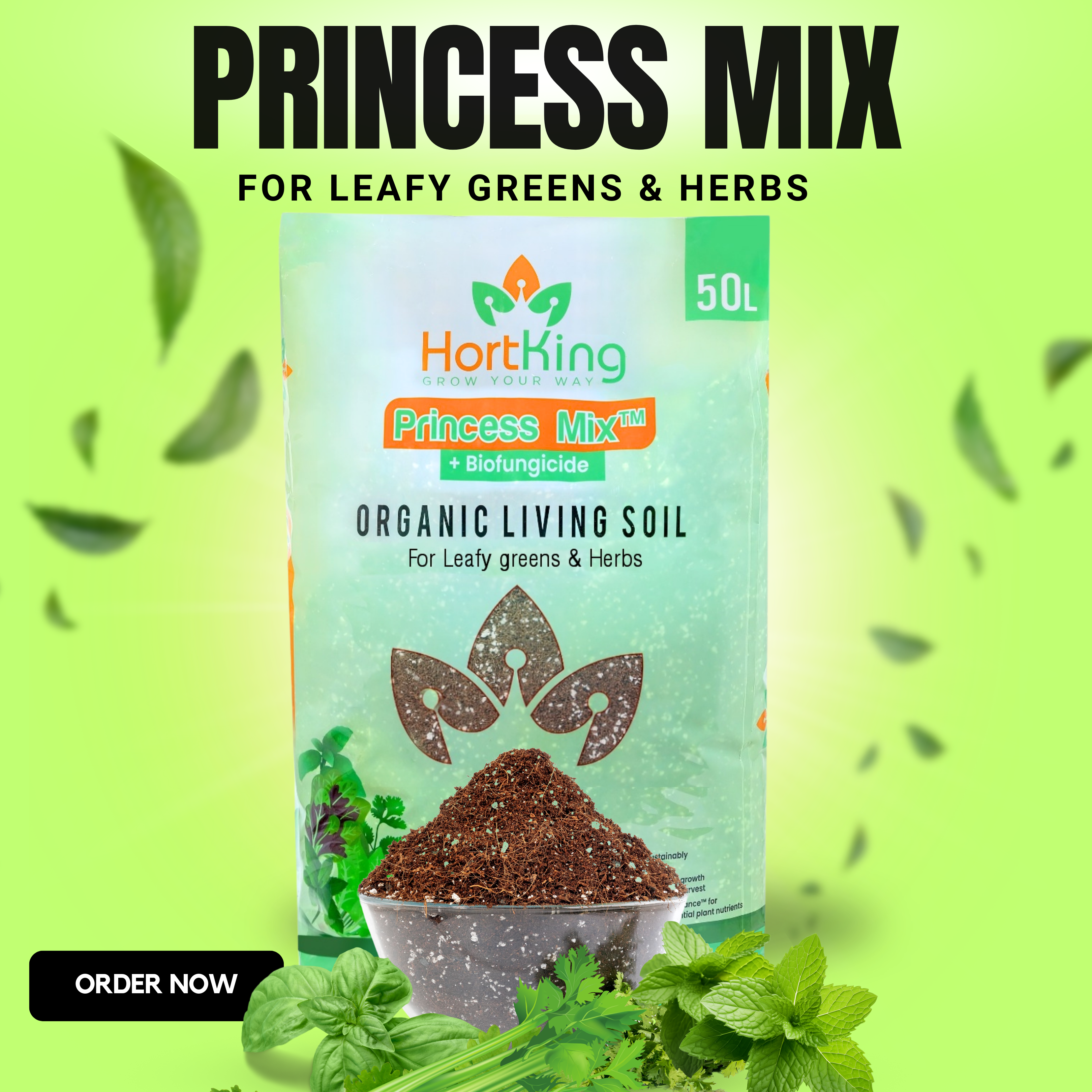 Princess Mix for Leafy Greens & Herbs | HortKing Organic Living Soil