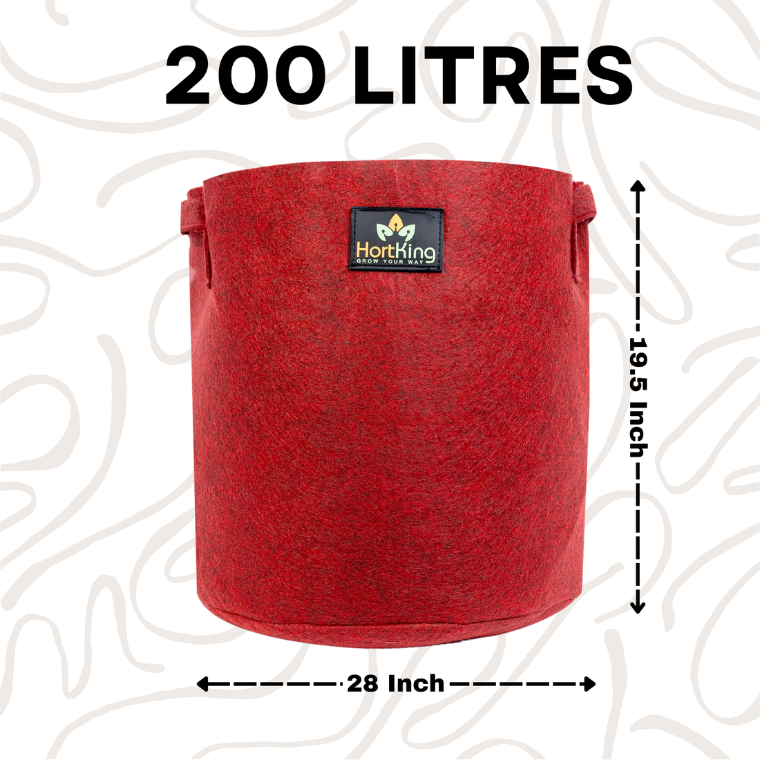 28x19.5 Inch | 200 Litres Geo Fabric Grow Bag