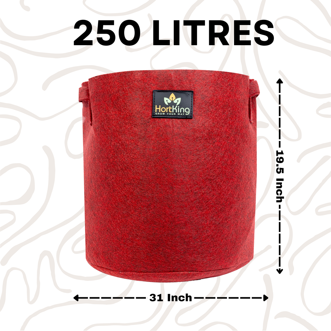 31x19.5 Inch | 250 Litres Geo Fabric Grow Bag