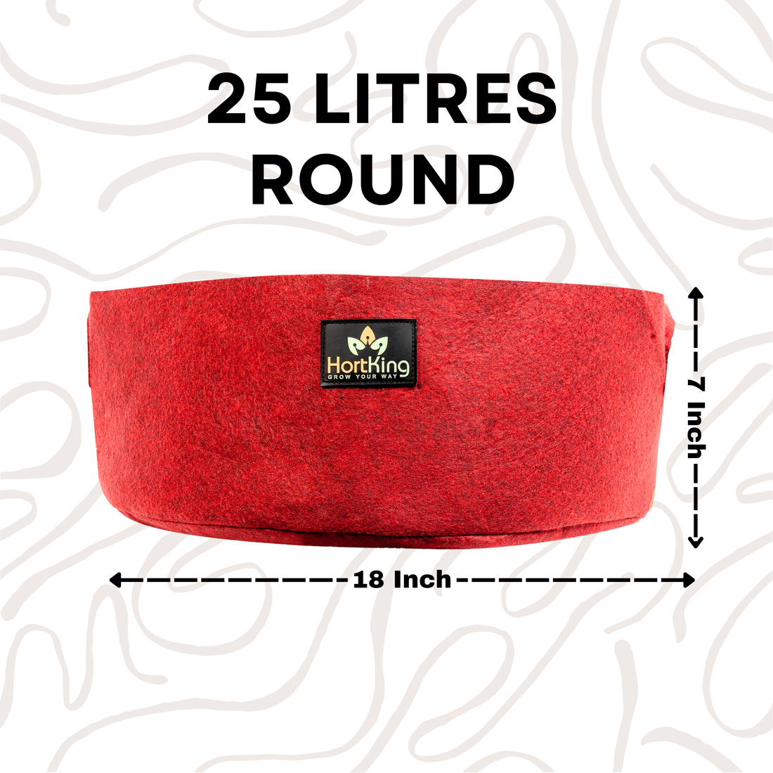 25 Litres Round | 18x7 Inch Geo Fabric Grow Bag